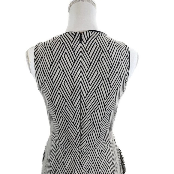Banana Republic Black/White Geometric/Chevron High Waist/A-Line Dress - Picture 5 of 16